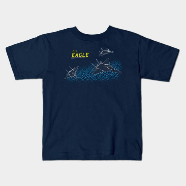 Vintage F-15 Eagle Fighter Jet Kids T-Shirt by patrickkingart